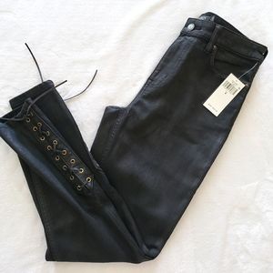 LAUREN RALPH LAUREN Black Lacquer Stretch High Rise Skinny Ankle Jeans--27/4